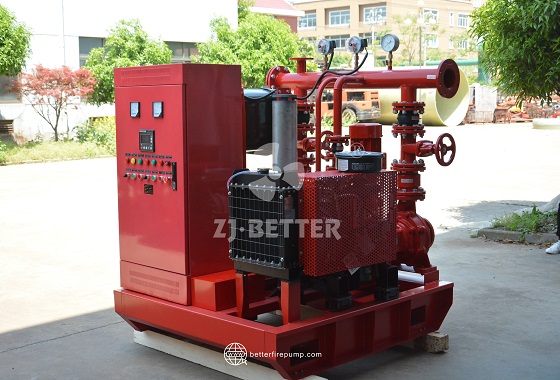 How is the working efficiency of this fire pump improved?