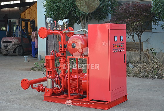 How does this fire pump ensure high efficiency and energy savings?